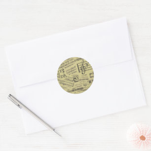 Sticker Rond Musique vintage Note Musicien Motif