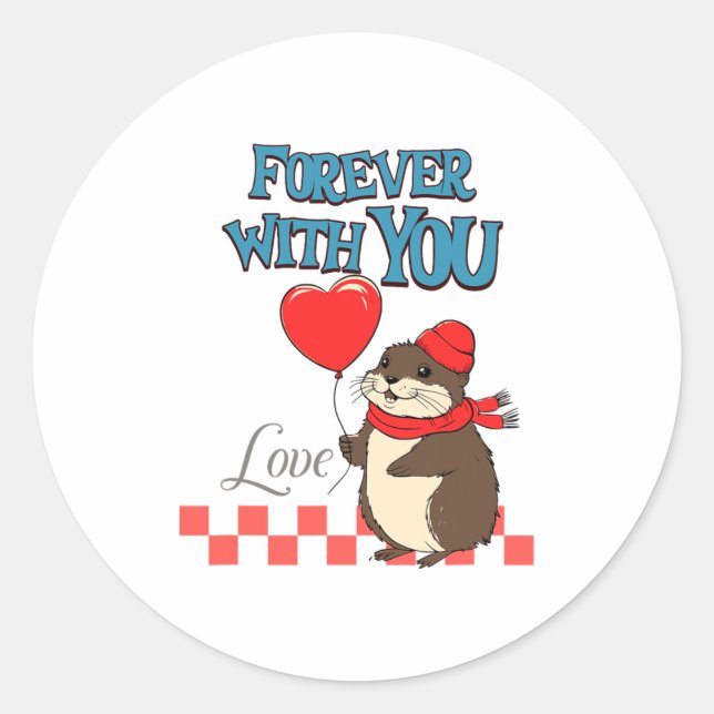 Sticker Rond Muskrat Love Forever With You  (Devant)