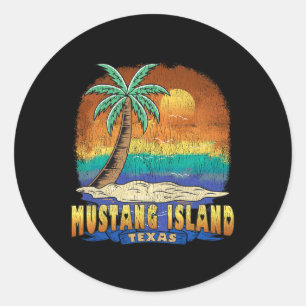 Sticker Rond Mustang Island Texas Vintage Souvenir désorganisé