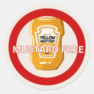 Sticker Rond Mustard Free Food Allergy Alert Classic