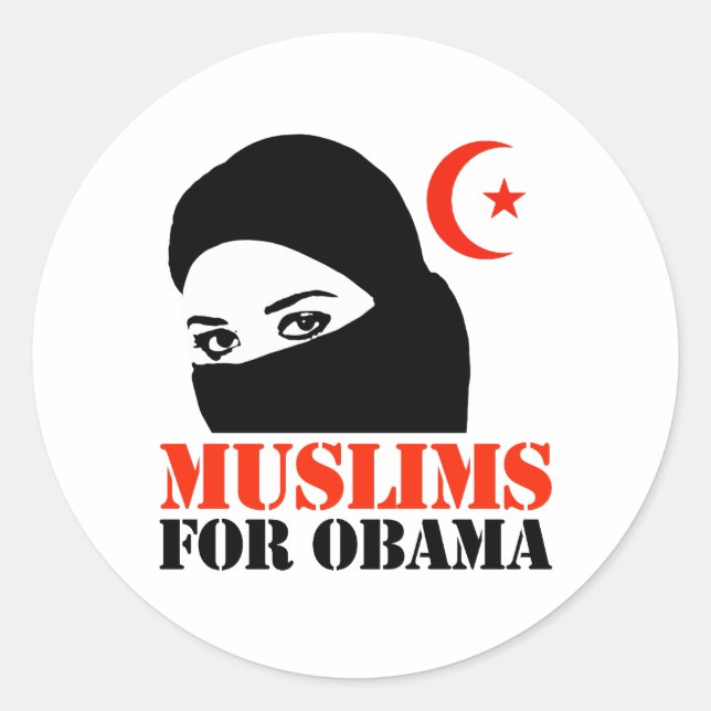 STICKER ROND MUSULMANS POUR OBAMA (Devant)