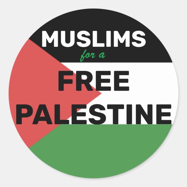 STICKER ROND MUSULMANS POUR UN DRAPEAU PALESTINE GRATUIT ROUGE  (Devant)