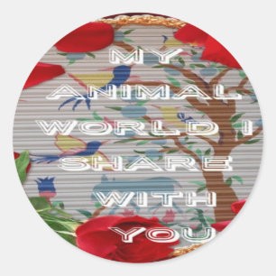 Sticker Rond My Animal World : Belle conception d'arbre et d'oi
