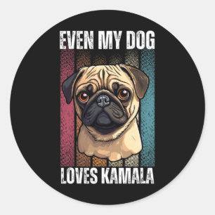 Sticker Rond My Dog Loves Kamala Carlin Loves