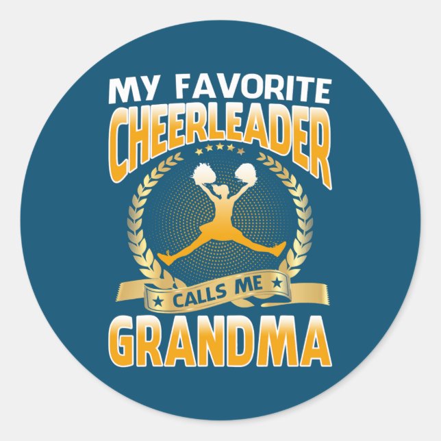 Sticker Rond My Favorite Cheerleader Calls Me Grandma (Devant)