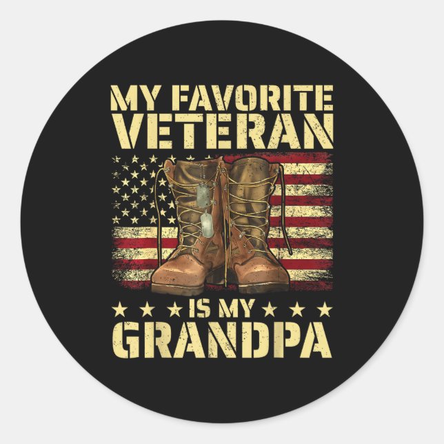 Sticker Rond My Favorite Veteran Is My Grandpa Grandfather Vete (Devant)