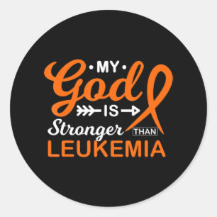 Sticker Rond My God is Stronger Than Leukemia Awareness Warrior