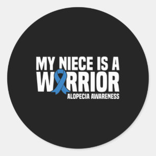 Sticker Rond My Niece est un guerrier Bleu Ruban Alopecia Award