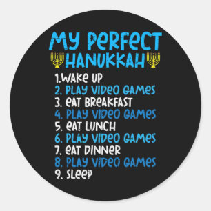Sticker Rond My Perfect Hanoukka Video Game Chanukah Jew Men Bo