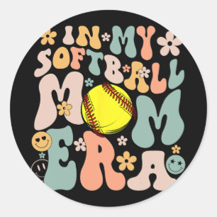 Sticker Rond My Softball Mom Era Mom Super Life Jour Vidéos