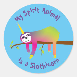 Sticker Rond My Spirit Animal est un Slothicorn