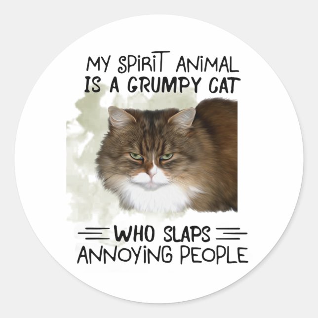 Sticker Rond My Spirit Animal Is A Cat Animal Citations Cadeaux (Devant)