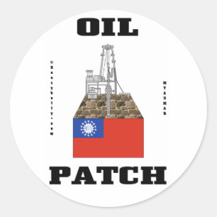 Sticker Rond Myanmar Oil Patch, Decal, Gift Huile, Pétrole, Gaz