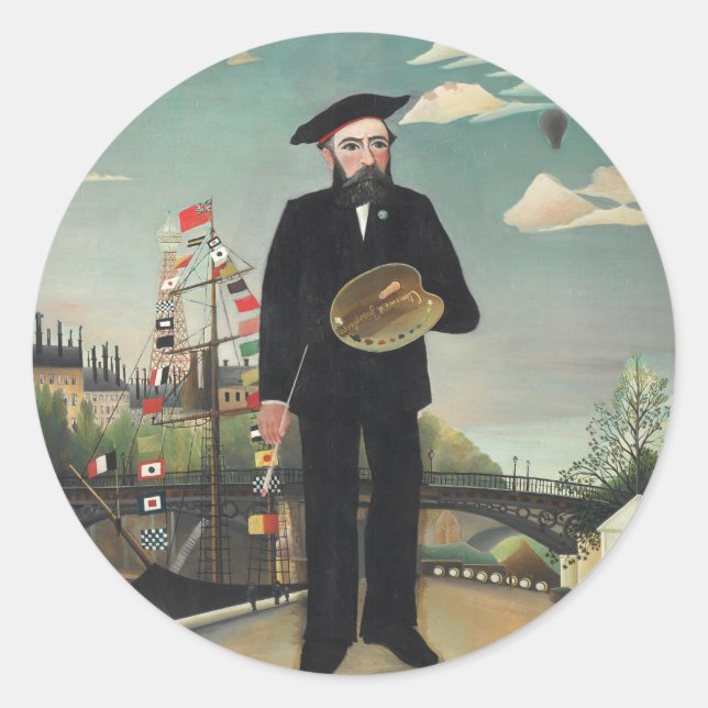 Sticker Rond Myself Portrait Paysage 1890, Henri Rousseau (Devant)