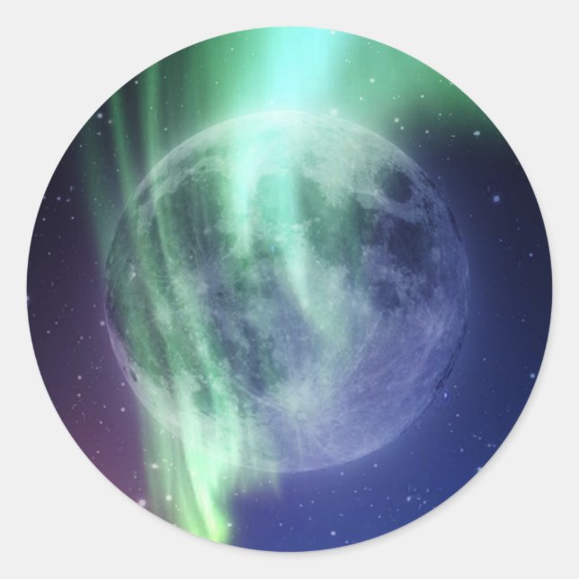 Sticker Rond Mystic Belle brillante grande pleine lune bleue (Devant)