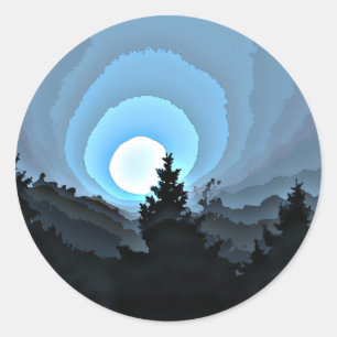 Sticker Rond Mystic Blue Sunrise