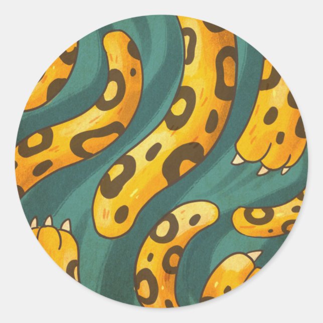 Sticker Rond Mystic Cheetah - Animal Pattern Illustration (Devant)