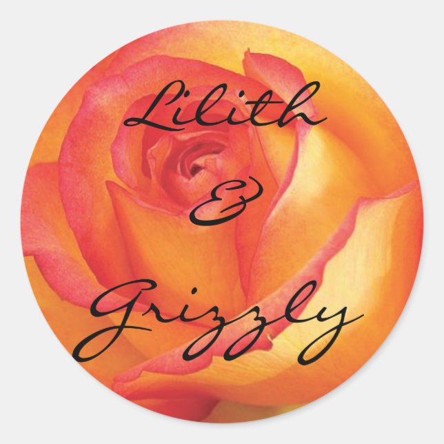 Sticker Rond Mystic Yellow Rose Mariage personnalisé (Devant)