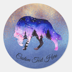 Sticker Rond Mystical Wolf Spirit Animal Personnalisé