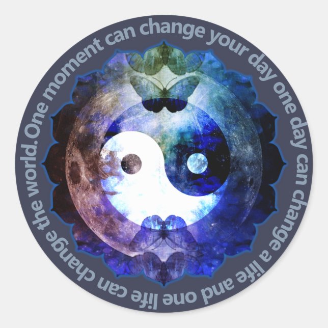Sticker Rond Mystical Yin Yang, (Devant)