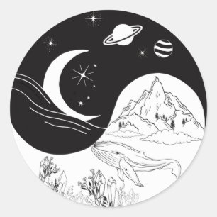 Sticker Rond Mystique Céleste Yin Yang Signifiant Amour