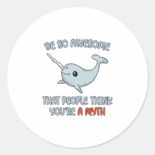 Sticker Rond Mythe Narwhal