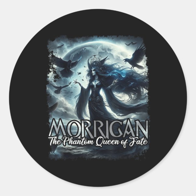 Sticker Rond Mythologie irlandaise celte de Morrigan Guerre du  (Devant)