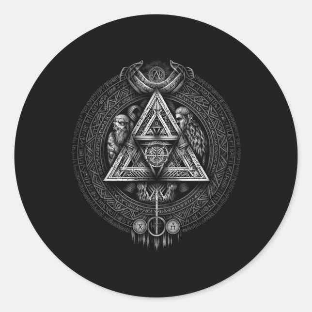 Sticker Rond Mythologie nordique de la Valhalla Nord (Devant)