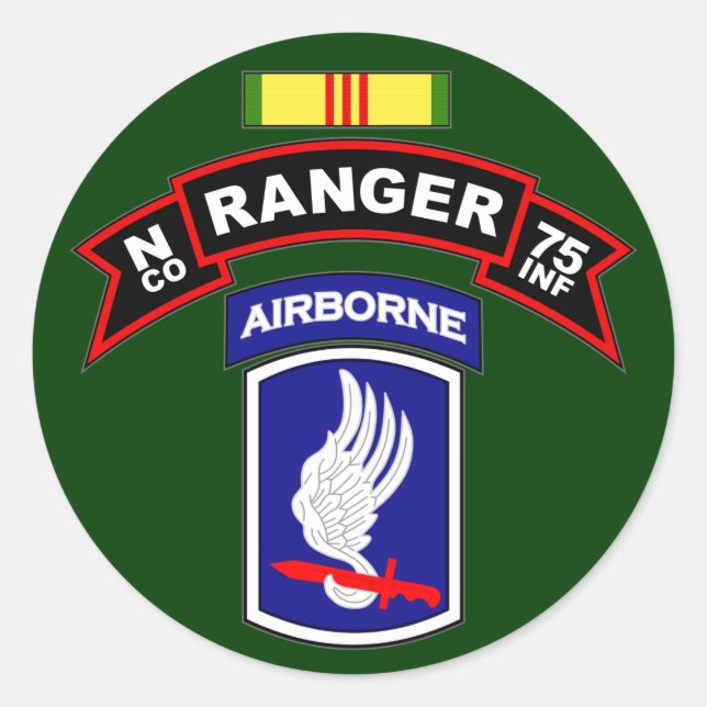 Sticker Rond N Co, 75e régiment d'infanterie - Rangers, Vietnam (Devant)