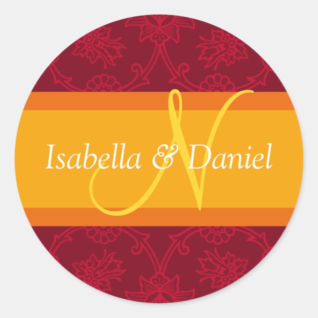 Sticker Rond N Monogrammes Pour Les Sceaux Faire-part de mariag (Devant)