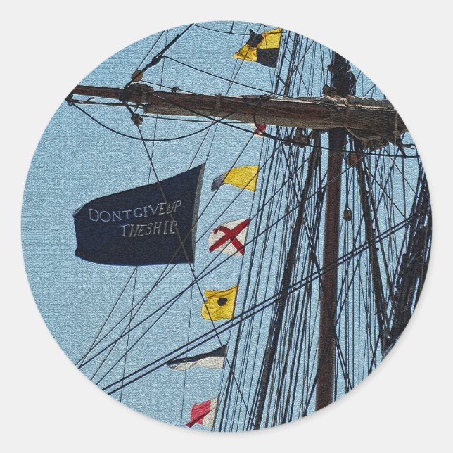 Sticker Rond N'abandonnez pas l'autocollant de drapeau de navir (Devant)