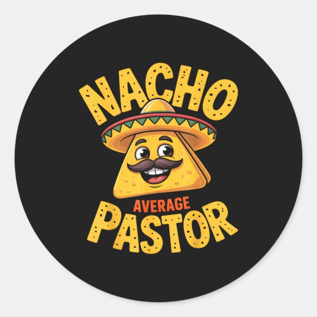 Sticker Rond Nacho Average Pastor Funny Christian  (Devant)