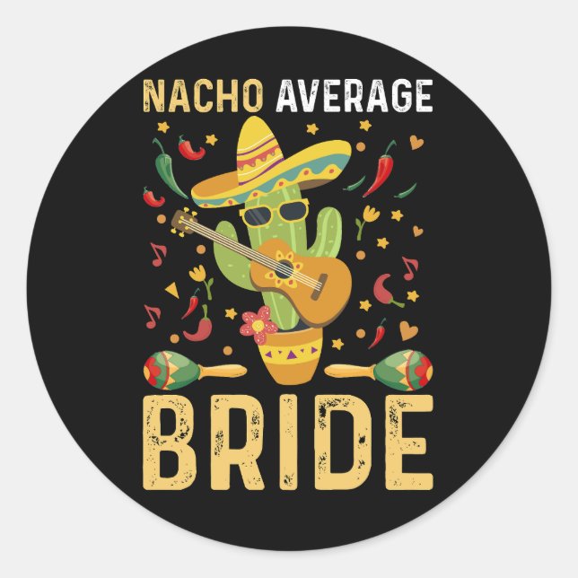 Sticker Rond Nacho Moyenne Mariée Cinco De Mayo Mariage mexicai (Devant)