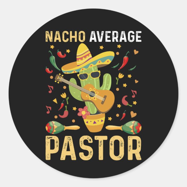 Sticker Rond Nacho Moyenne Pasteur Chef Religieux Cinco De Mai (Devant)