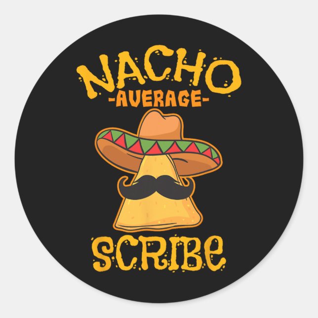 Sticker Rond Nacho Moyenne Scribe Mexicaine Cinco De Mayo Fiest (Devant)