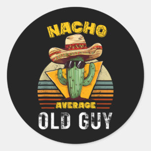 Sticker Rond Nacho Moyenne Vieux Guy Funny Mexicain Vintage Cin