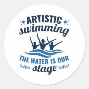 Sticker Rond Nage Artistique L'Eau Synchronisée Est Notre Étape