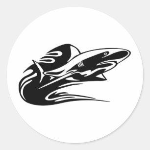 Sticker Rond Nage de requins