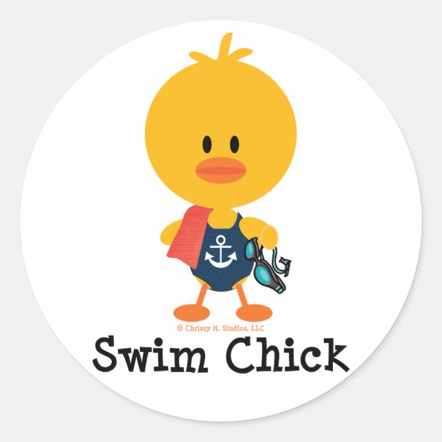 Sticker Rond Nager Chick (Devant)