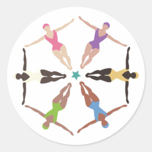 Sticker Rond Nageurs synchronisés