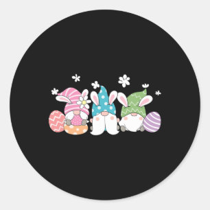 Sticker Rond Nains avec oreilles de lapin et lapin aux œufs de