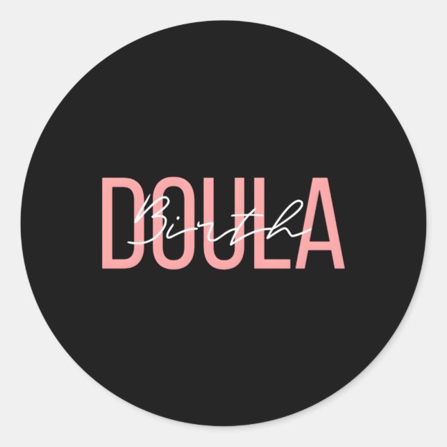 Sticker Rond Naissance Doula Travailleuse à la naissance (Devant)