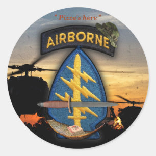 Sticker Rond Nam de lrrp de bérets verts de forces spéciales