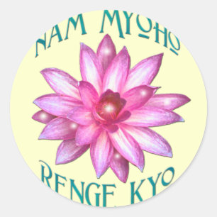Sticker Rond Nam Myoho Renge Kyo avec la conception de fleur de