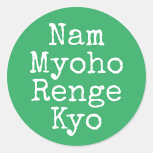Sticker Rond Nam Myoho Renge Kyo Mantra du bouddhisme vert