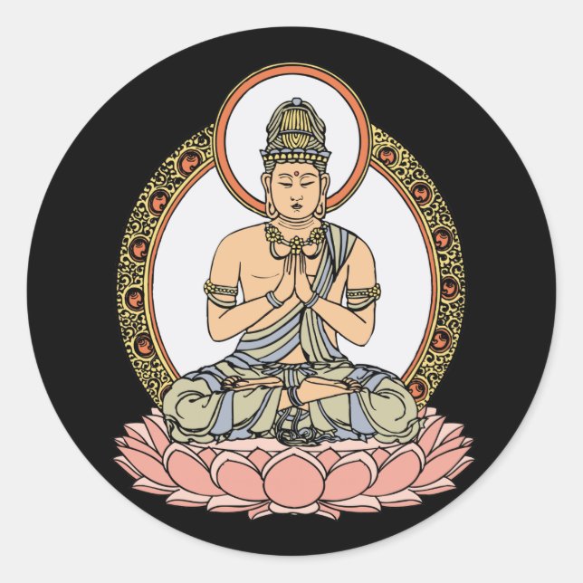 Sticker Rond Namaskara Mudra Bouddha (Devant)