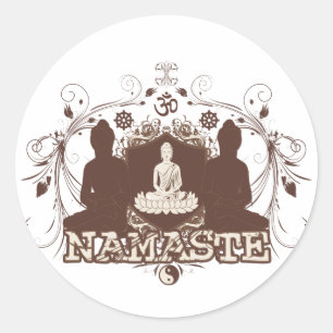 Sticker Rond Namaste Bouddha