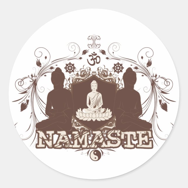 Sticker Rond Namaste Bouddha (Devant)
