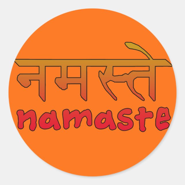 Sticker Rond Namaste en anglais et en hindi Script (Devant)