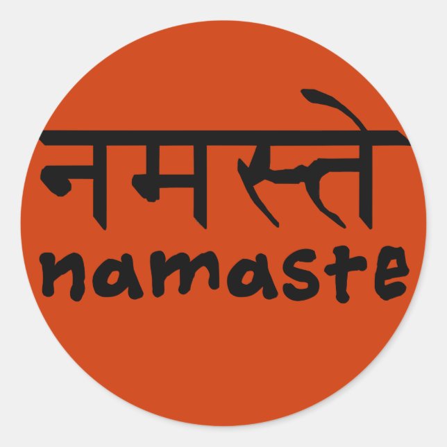 Sticker Rond Namaste en anglais et hindi (Devant)